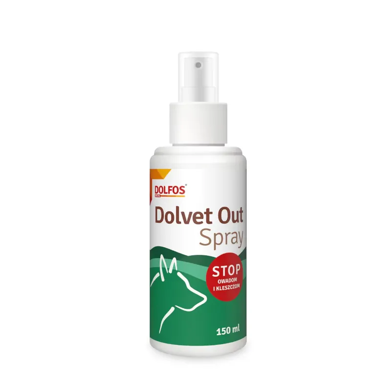 Popularny Dolvet Out Spray Przeciw Owadom i Kleszczom Dla Psów 150 ml