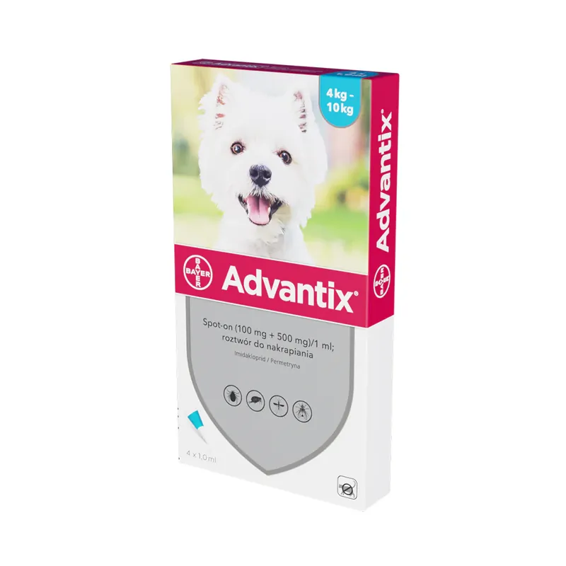Bayer Advantix Spot On dla Psów od 4 do 10 kg 4 x 1 ml Bestseller