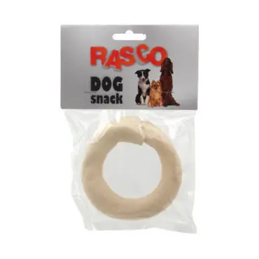 Cena promocyjna RASCO RINGO Z BAWOLEJ SKÓRY BIAŁE PRZYSMAK DLA PSA 8,9cm