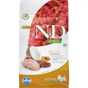 Zamów dziś FARMINA ND QUINOA SKIN and COAT MINI KARMA DLA PSA z przepiórką i kokosem