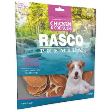 Darmowy zwrot RASCO PREMIUM SOFT CHICKEN / COD SUSHI przysmaki dla psa