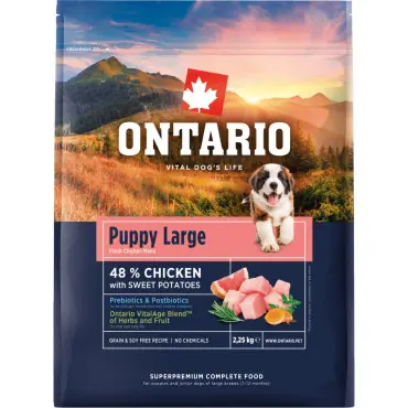 ONTARIO PUPPY AND JUNIOR LARGE CHICKEN and SWEET POTATOES KARMA DLA PSÓW RAS DUŻYCH Nie przegap