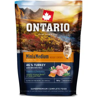 ONTARIO MINI and MEDIUM WEIGHT CONTROL TURKEY and BROWN RICE Hit cenowy