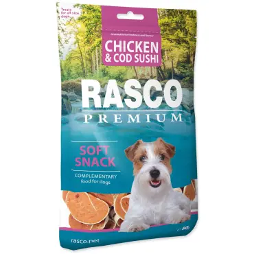 Oferta czasowa RASCO PREMIUM SOFT SNACK CHICKEN and COD SUSHI przysmaki dla psa