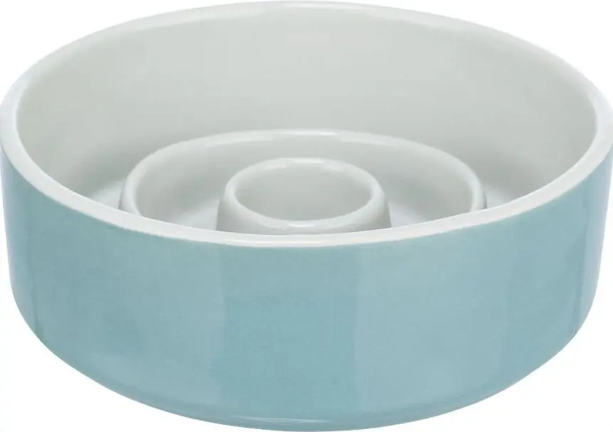 Szybka wysyłka Trixie Slow Feeding miska ceramiczna spowalniająca jedzenie dla psa i kota szaro-niebieska