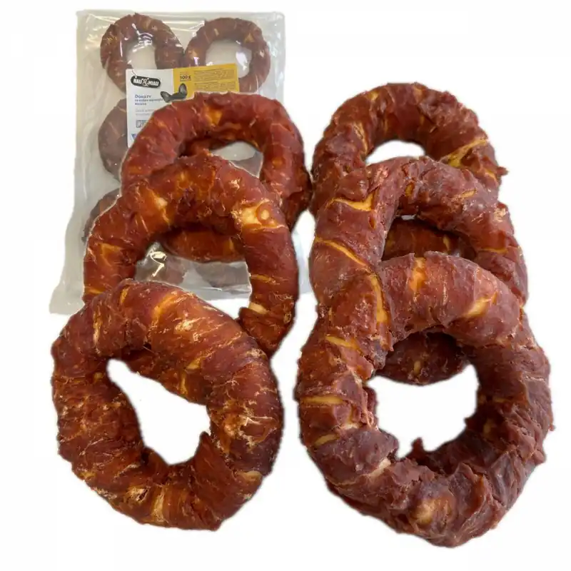 Hau&Miau Pausesnack donaty ze skóry owinięte kaczką przysmak dla psa 500g Premium