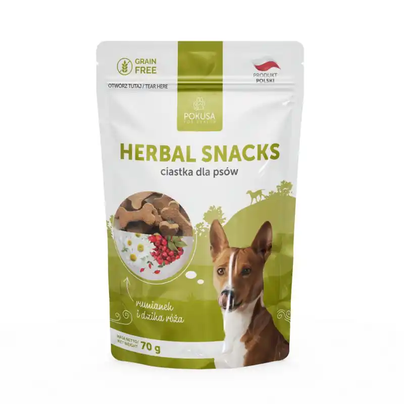 Darmowy zwrot Pokusa Herbal Snacks ciastka dla psa ziołowe przekąski 70g