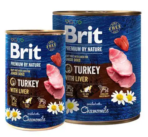 Wyprzedaż Brit Premium Junior By Nature indyk z wątroba dla szczeniąt puszka 400g