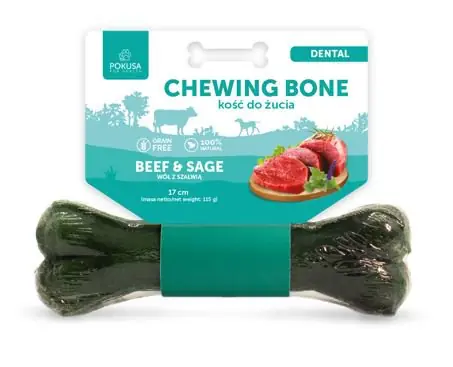 Pokusa Chewing Bone Dental wołowina i szałwia Nowy