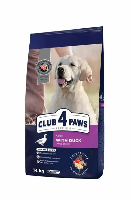 Wyjątkowa oferta Club4Paws Premium Adult Large Breed sucha karma z kaczką dla dorosłych psów dużych ras 14kg