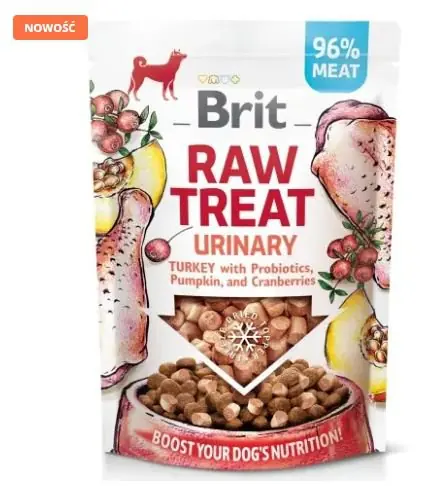 Wysoka jakość Brit Raw Treat Dog Urinary Turkey lioflizowane przysmaki wzbogacone probiotykami 40g