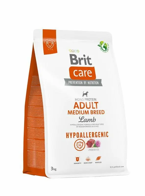 Dodaj do koszyka Niska cena! Brit Care Dog Hypoallergenic Adult Medium Breed Lamb hipoalergiczna receptura jagnięcina, ryż dla dorosłych psów 10-25kg