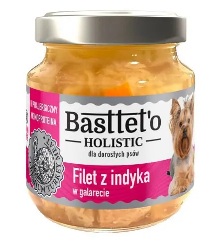 Bastteto Holistic bezzbożowy i monoproteinowy filet z indyka 75% w galarecie dla psów 130g Wyjątkowa oferta