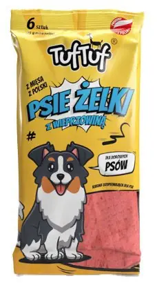 Tuf Tuf Psie Żelki paski z wieprzowiną 6szt. Bestseller