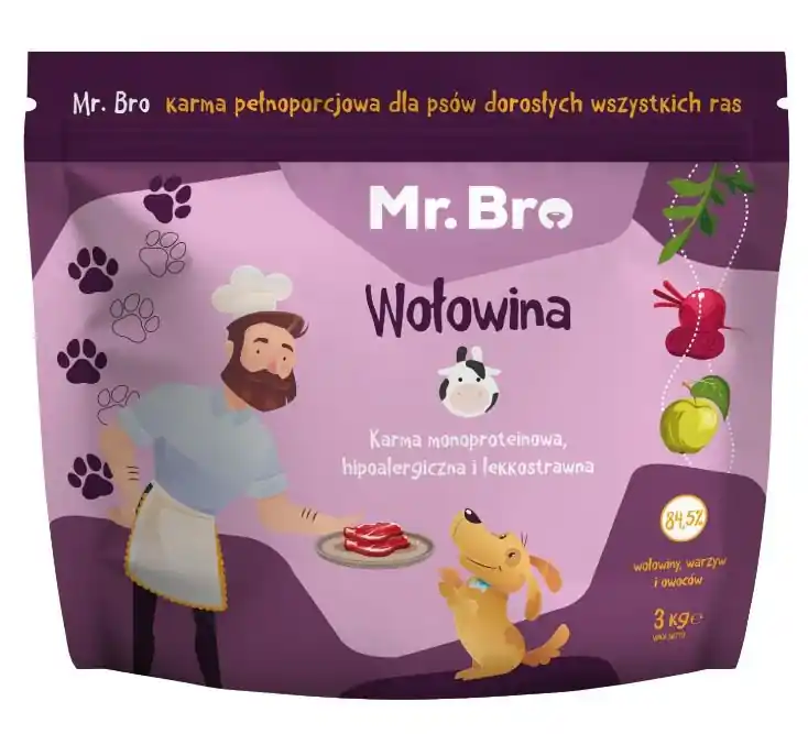Mr.Bro Monoproteinowa Sucha Karma dla psów dorosłych z wołowiną Popularny