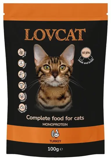 Lovcat Pure Turkey monoproteinowa saszetka dla kota bez zbóż, glutenu i ziaren 100g Tani