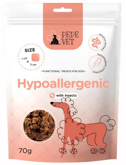 Paka Zwierzaka PEPE VET Przysmak funkcjonalny Hypoallergenic Insect 70g Promocja