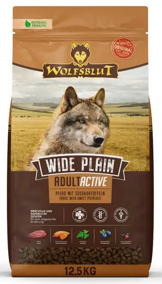 Hit sprzedaży Wolfsblut Dog Wide Plain Active - konina i bataty 12,5kg