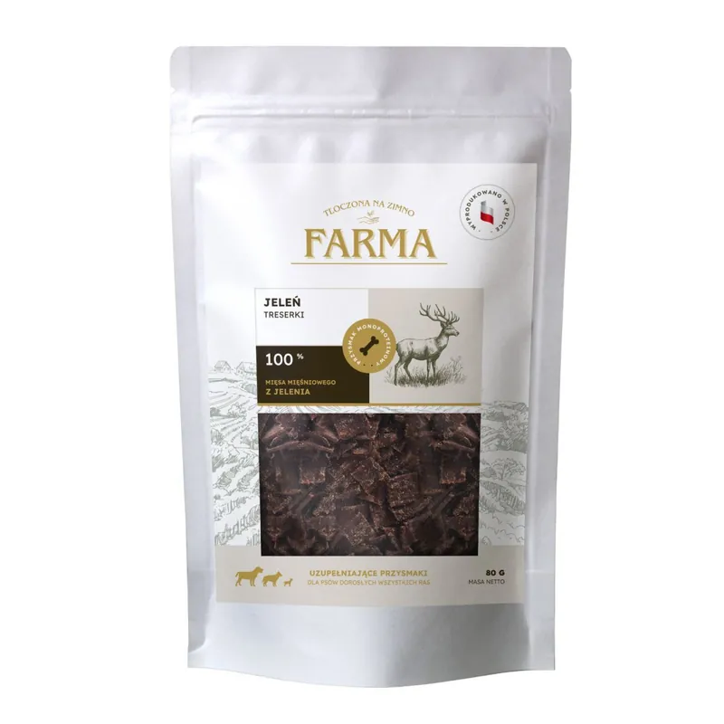 Farma Trenerki z jelenia bezzbożowe przysmaki dla psa 80g Hit sprzedaży