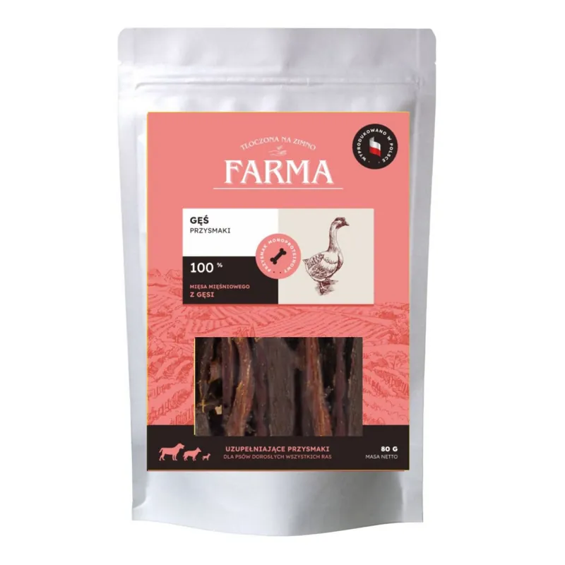 Wyjątkowa oferta Farma Suszone Paski z Gęsiny 80g