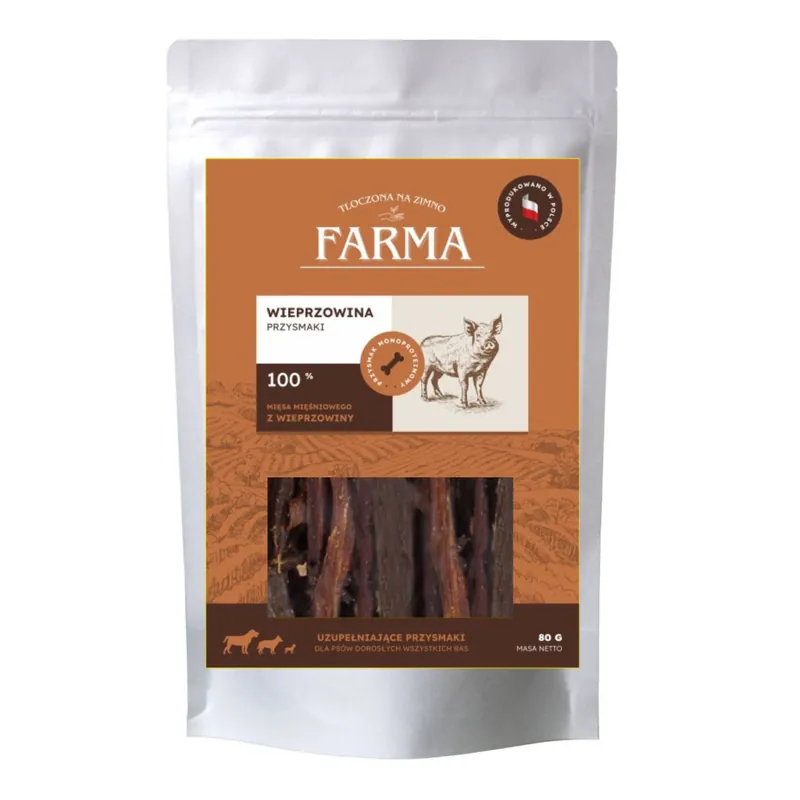 Taniej Farma Suszone Paski z Wieprzowiny 80g