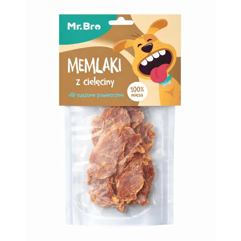 Bezpieczna płatność Mr. Bro Memlaki Air Dried Cielęcina w płatach monobiałkowy gryzak suszony powietrzem 150g