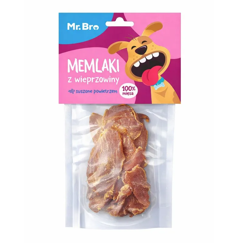 Mr. Bro Memlaki Air Dried Wieprzowina w płatach monobiałkowy gryzak suszony powietrzem 150g Premium
