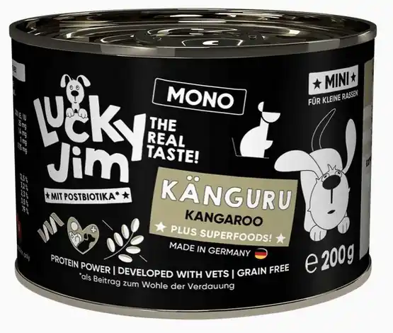 Lucky Jim Mono Mini Adult Kangur monoproteinowa bezzbożowa puszka 200g Darmowy zwrot