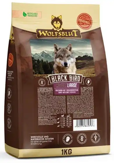 Ekspresowa dostawa Wolfsblut Dog Black Bird Adult Large Bezzbożowa karma dla psów dorosłych z indykiem i batatami 1kg