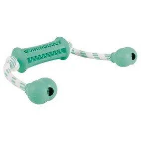 Premium Trixie Mintfresh Stick with Rope Natural Rubber Zabawka rolka ze sznurem dla psa 37cm